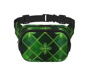 Patrick Clover Sac banane double couche avec feuilles vertes pour homme et femme, sac banane réglable pour voyage, randonnée, course à pied, cyclisme, festival