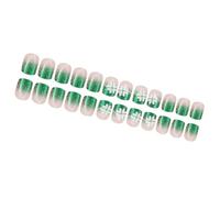 Patrick Day Press sur ongles, courts, carrés, conseils français, motifs Shamrock verts, faux ongles en acrylique brillants
