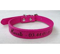 patrickgravure Collier Cuir PU Taille S gravé personnalisé 4 Coloris 4 Tailles, nom +tel ou Puce