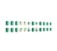 Patrick's Day Press On Nails French Tip Carré Faux Trèfles Conceptions Couvertures Complètes En Acrylique Green Shamrock Nail