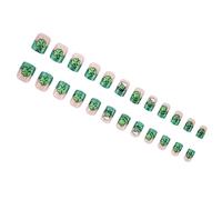 Patrick's Day Press On Nails French Tip Square Fake Faux Clovers Design Full Covers Acrylic Patrick's Day Press On Nail