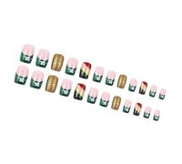 Patrick's Day Press On Nails French Tip Square Faux False Clovers Design Full Covers Acrylique Design Nail