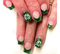 Patrick's Day Press On Nails Green Shamrock Stick On Nails Brille Une Fausse Manucure Pour Les Amateurs De Vacances À Thème Nail Art