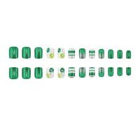 Patrick's Day Press On Nails Green Shamrock Striped Glitters Faux Nails For Party Wear Festival Manucure Art Art Sur Le Thème