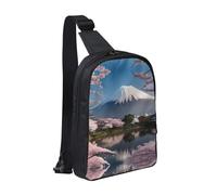 Patrick's Watermelon Festival Sac de poitrine à double poche - Parfait pour les concerts, le sport, les voyages, le cyclisme et la randonnée - Sac à dos à bandoulière, Mt. Fuji au début du printemps