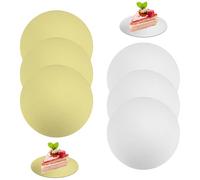 PATRICKWHITE 6 Pièce Plateaux à Gâteau Ronds Réutilisables en Carton,Ø 20 cm Supports à Gâteau Doré et Argenté,Supports à Gâteaux Ronds,Matériau de qualité alimentaire,Pour Cuisson