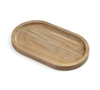 PATRICKWHITE Plateau de service ovale en bois, 20 x 12 x 1,5 cm Plateau ovale en acacia, plateau de service décoratif marron, pour boissons, desserts, collations, snacks, thé, cafés, restaurants