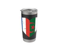 Patrimoine algérien Drapeau français Drapeau algérien Gobelet isotherme en acier inoxydable double paroi