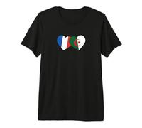 Patrimoine algérien Drapeau français Drapeau algérien T-Shirt Haut de Gamme