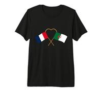 Patrimoine algérien Drapeau français Drapeau algérien T-Shirt Haut de Gamme