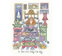 PATRIMOINE d'artisanat dans lit avec Crazy Cat Lady Kit point de croix compté - Evenweave