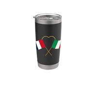 Patrimoine italien France français Drapeau Italie Drapeau Gobelet isotherme en acier inoxydable double paroi