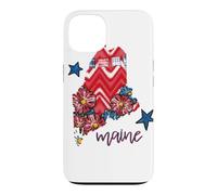 Patrimoine régional du Maine Floral Chevron Plaid Coque pour iPhone 13