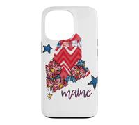 Patrimoine régional du Maine Floral Chevron Plaid Coque pour iPhone 13 Pro