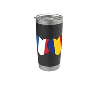 Patrimoine roumain Drapeau français Drapeau roumain Gobelet isotherme en acier inoxydable double paroi