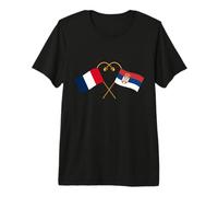 Patrimoine Serbe Drapeau français Drapeau Serbe T-Shirt Haut de Gamme