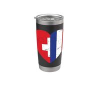 Patrimoine suisse Drapeau français Drapeau suisse Gobelet isotherme en acier inoxydable double paroi