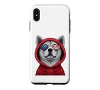 Patriot Akita Closeup Portrait American Flag Lunettes de Soleil Coque pour iPhone XS Max