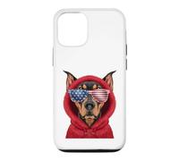 Patriot Doberman Closeup Portrait US Flag Lunettes de Soleil Coque pour iPhone 12/12 Pro