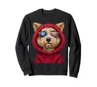 Patriot Golden Doodle Closeup Portrait US Flag Lunettes de Soleil Sweatshirt