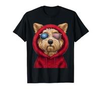 Patriot Golden Doodle Closeup Portrait US Flag Lunettes de Soleil T-Shirt