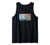 Patriotic American Powered by Pilates Flag 4 Juillet USA Débardeur