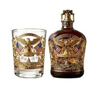 Patriotic American Whiskey Bottle, 18.5x12.5cm, 350ml Eagle Glass Decanter, 1776-2026 Anniversaries Set, Liquor Storage, Home Bar, Gifting, Celebration