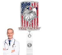 Patriotic Badge Reels-Glitter American Flag Retractable ID Holder, 4th Of July Pendant Clip, Suit Jacket Nurse Accessory, Swivel Alligator Clip, School Office Work Supplies | For Teachers