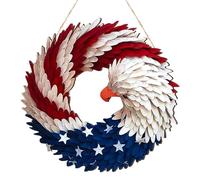 Patriotic Bald Eagle Wreath - Décoration américaine de Flag Temed Americana | Handmade 4 juillet, Memorial Day, Veterans Day Wreath | Décoration de porte bleu rouge rustique pour la porte