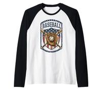 Patriotic Baseball Glove USA Flag Vintage Graphic Manche Raglan