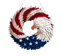 Patriotic Decor - Red White Blue Eagle Flag Wreath, Independence Day Decoration with Brave Wings Garland, Festive Indoor and Outdoor Holiday Display for 4th July, Memorial Day, Home, Porch, and par