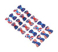 Patriotic Dog Hair Bows 20Pcs | 4th of July Pet Grooming Accessories with Rubber Bands | Red White Blue Bows for Dogs/Parties/Holidays