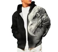 Patriotic Eagle 3D Imprimé Femmes Hommes Fermeture Éclair Sweat à Capuche Aesthetic Manches Longues Sweat à Capuche Casual Veste Haut