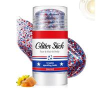 Patriotic Glitter Stick For Hair Face & Body | Red White Blue Waterproof Long Lasting Chunky Glitter 30g | Festival Makeup Hair Accessories Sports Fan Cosmetic Ģlitter | Football Games Parades Indepen