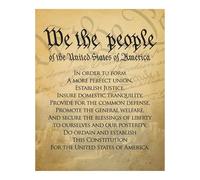 Patriotic Historical Poster - The United States Constitution Preamble in Vintage Script, for School, Library, or Veterans Day Display(Framed,12x18inch(30x45cm))