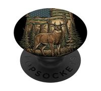 Patriotic Hunting Camo Flag Whitetail Buck Deer Hunter PopSockets PopGrip Adhésif