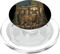 Patriotic Hunting Camo Flag Whitetail Buck Deer Hunter PopSockets PopGrip pour MagSafe