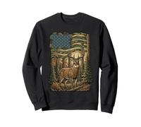 Patriotic Hunting Camo Flag Whitetail Buck Deer Hunter Sweatshirt