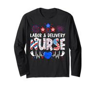 Patriotic Labor & Delivery Nurse 4th of July USA Pride Manche Longue
