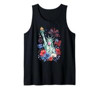 Patriotic Lady Liberty Bubble Gum American Flag Art Tee Débardeur