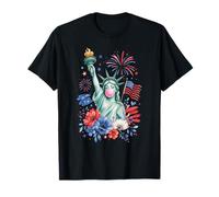 Patriotic Lady Liberty Bubble Gum American Flag Art Tee T-Shirt