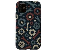 Patriotic Mechanic Gear Pattern USA Flag American Industrial Pattern Coque pour iPhone 11