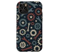 Patriotic Mechanic Gear Pattern USA Flag American Industrial Pattern Coque pour iPhone 11 Pro
