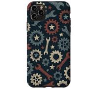 Patriotic Mechanic Gear Pattern USA Flag American Industrial Pattern Coque pour iPhone 11 Pro Max