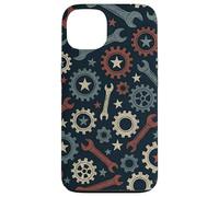 Patriotic Mechanic Gear Pattern USA Flag American Industrial Pattern Coque pour iPhone 13