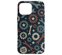 Patriotic Mechanic Gear Pattern USA Flag American Industrial Pattern Coque pour iPhone 16 Pro Max