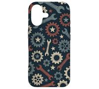 Patriotic Mechanic Gear Pattern USA Flag American Industrial Pattern Coque pour iPhone 17