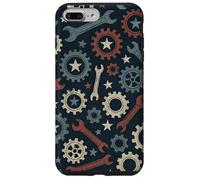 Patriotic Mechanic Gear Pattern USA Flag American Industrial Pattern Coque pour iPhone 7 Plus/8 Plus