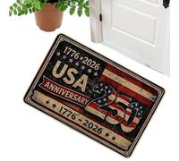 Patriotic Milestone, 250th Welcome Pad, 31.5 inches Non Slip Commemorative Rug, Low Profile Kitchen Runner, Floor Guard with Heritage Style Studio Gear for Workplace