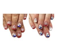 Patriotic Press On Nails Fake Independence Day Glues Artificial Sur False 4 Juillet Dorations Glues Sur Ongle